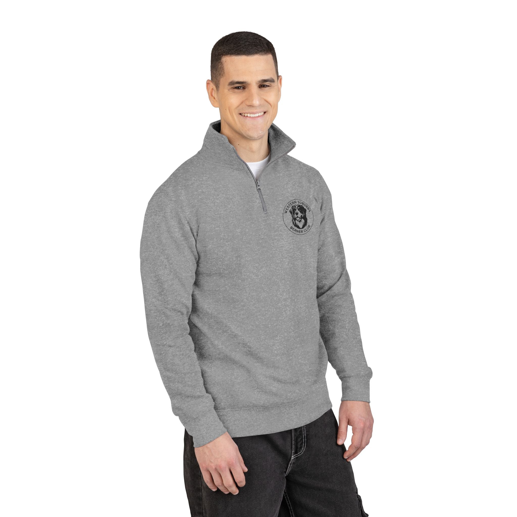 Western Suburbs Berner Club Logo - Embroidered Dog Crest Fleece Pullover Quarter-Zip Crewneck