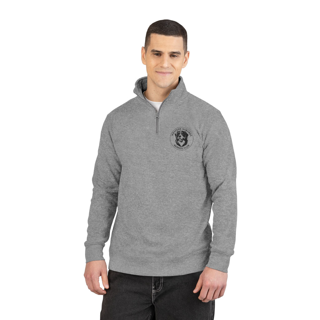 Western Suburbs Berner Club Logo - Embroidered Dog Crest Fleece Pullover Quarter-Zip Crewneck